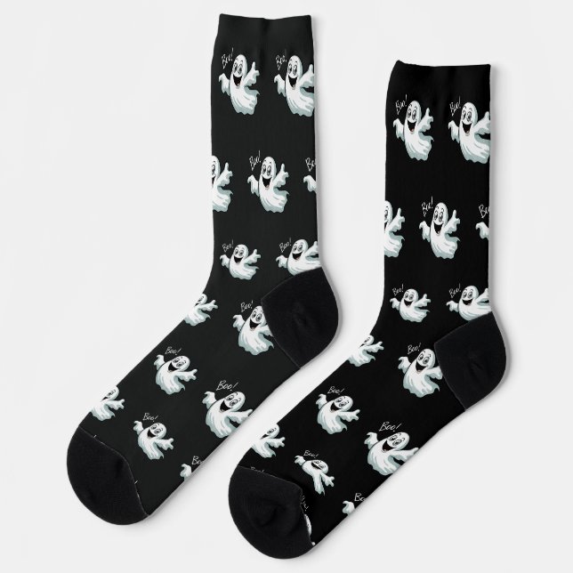 Calcetines Fantasma negro lindo y feliz (Izquierda)