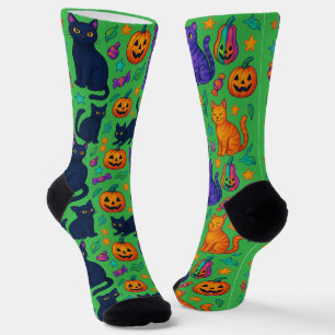Calcetines Fantasmas de gatos y calabazas de calabaza de Hall