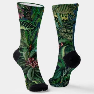 Calcetines Fantástica y fantástica selva tropical nocturna