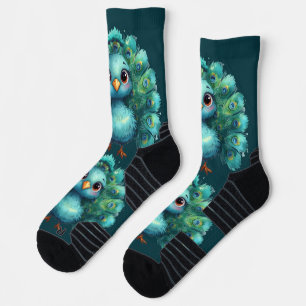 Calcetines Fantástico pavo real azul caprichoso y lindo
