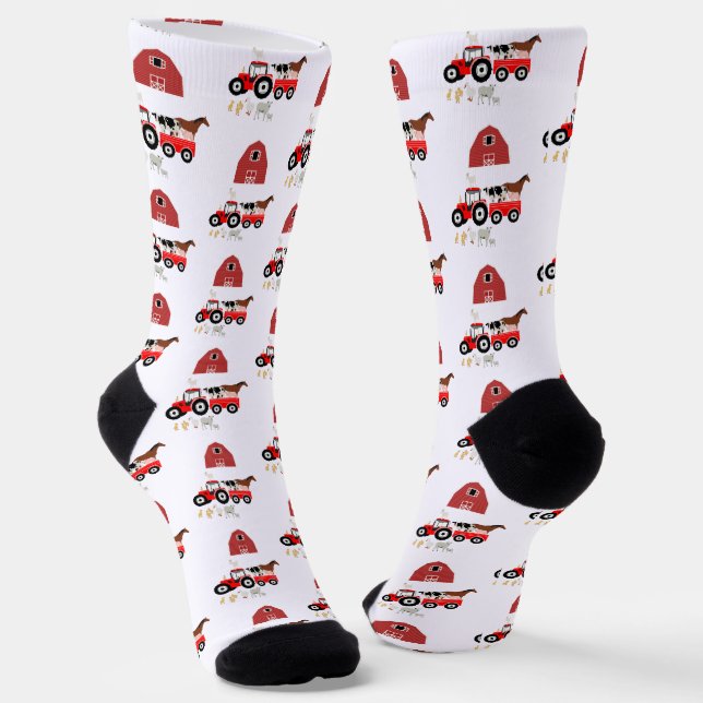 Calcetines Farm Animals & Red Tractor Barnyard Pattern   (Angular)