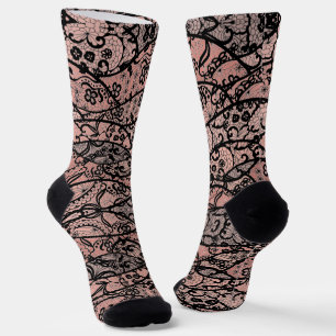 Calcetines Faux Black Lace Fishnet
