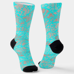 Calcetines Faux Lace Verde azulado Blue Aqua Turquoise Fishne