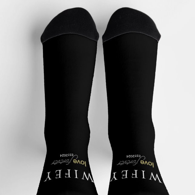 Calcetines Fecha de registro de amor eterno de Wifey personal (Arriba)