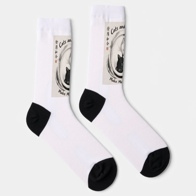 Calcetines Felices con Gatos y Tai Chi (Derecha)