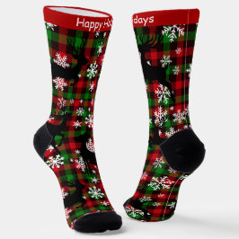 Calcetines "Felices Fiestas" de reno en personaliz