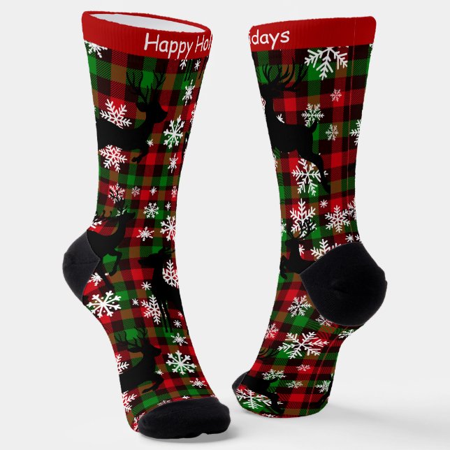 Calcetines "Felices Fiestas" de reno en personaliz (Angular)