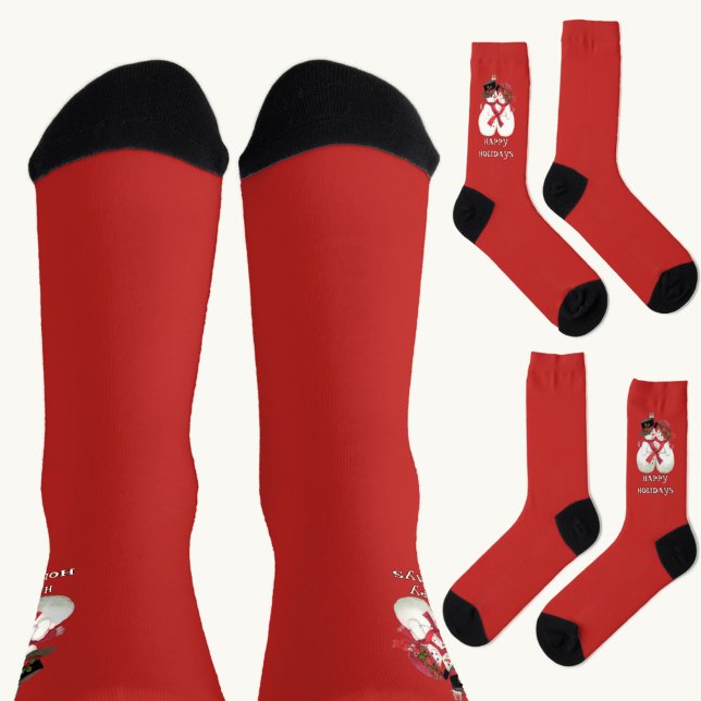 Calcetines Felices Fiestas Pareja de Muñecos de Nieve (Subido por el creador)