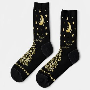 Calcetines Felices Pawlidays, árbol de navidad Gold brillante
