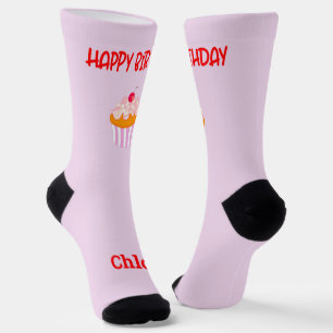 Calcetines Felices tartas de cumpleaños personalizadas con no