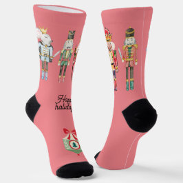 Calcetines Felices vacaciones Bonito Nutcracker Xmas Rosa