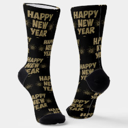 Calcetines Feliz Año Nuevo Purpurina en negro