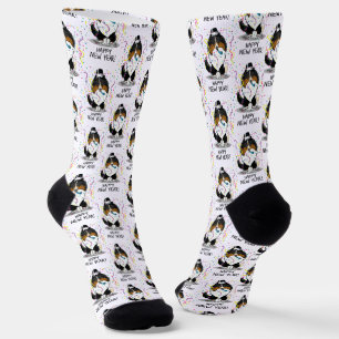 Calcetines Feliz Año Nuevo Shetland Sheepdog (triple color) C