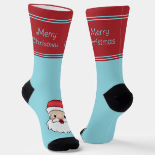 Calcetines Feliz Cabeza de Papá Noel de Dibujos Animados con