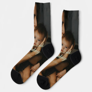 Calcetines Feliz cumpleaños 2 niños bebé madre amarillo gris