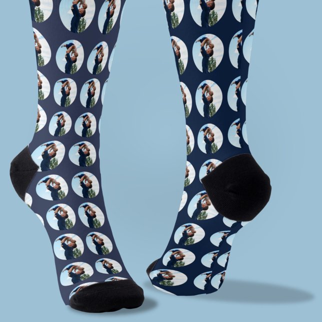 Calcetines Feliz Día del Primer Padre foto y texto Personaliz (Subido por el creador)