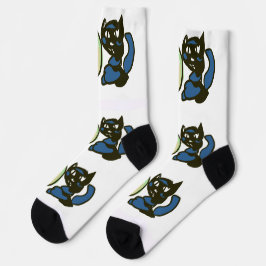 Calcetines Feliz gato negro de Jack o Lantern verde