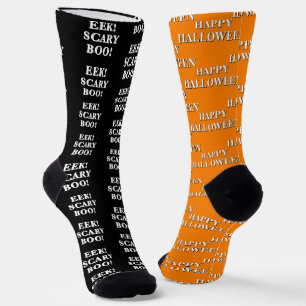 Calcetines Feliz Halloween Eek Espantoso Boo Naranja Negro