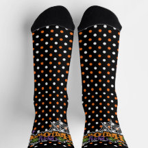 Feliz Naranja de Halloween Black Cute Polka Dots