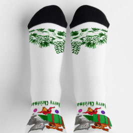 Calcetines Feliz Navidad con gato y pipa