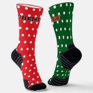 Calcetines Feliz Navidad Rojo Verde Lunares Blancos
