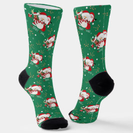 Calcetines Feliz Navidad, Santa Rudolph y hombres de nieve