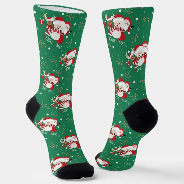 Calcetines Feliz Navidad, Santa Rudolph y hombres de nieve (Angular)