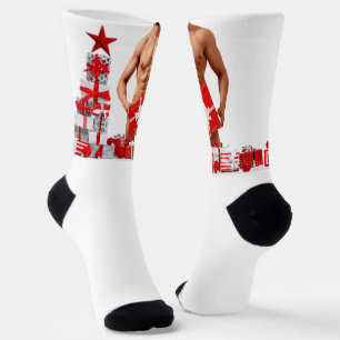 Calcetines Feliz Navidad SlipperyJoe regalo rojo blanco plata