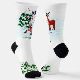 Calcetines ¡Feliz Navidad! Snowman con sus amigos