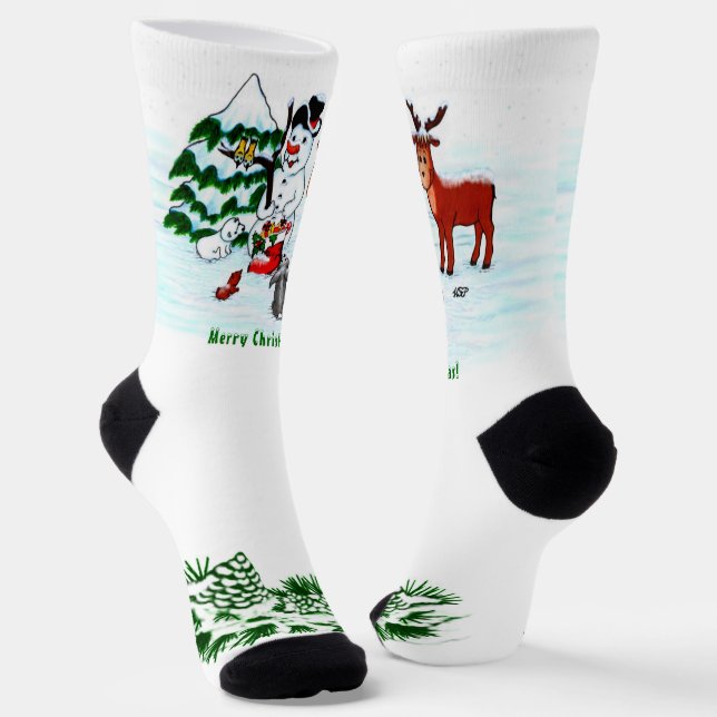 Calcetines ¡Feliz Navidad! Snowman con sus amigos (Angular)