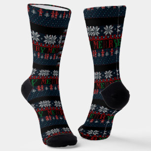 Calcetines  Feliz Navidad tejido 
