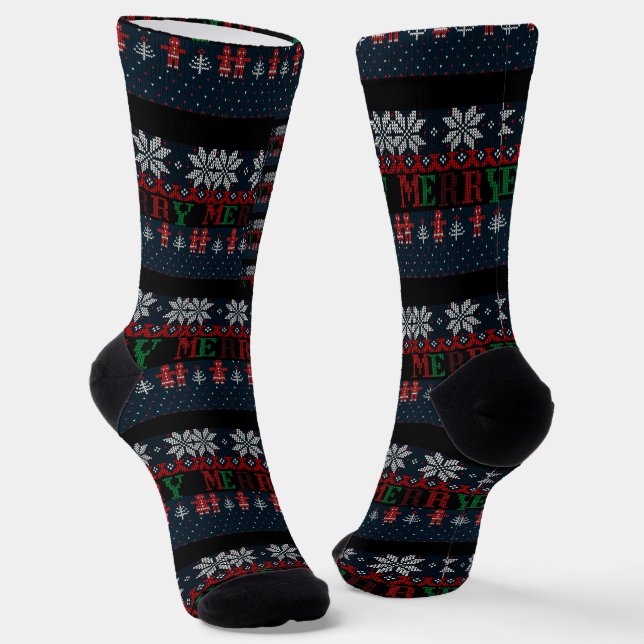 Calcetines  Feliz Navidad tejido  (Angular)