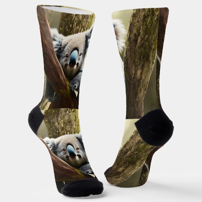 Calcetines Feliz Oso Australiano De Koala En Árbol, Calcetine (Angular)