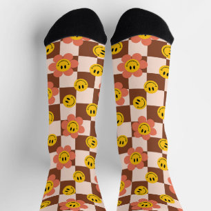 Calcetines Feliz Patrón Retro controlado con flores