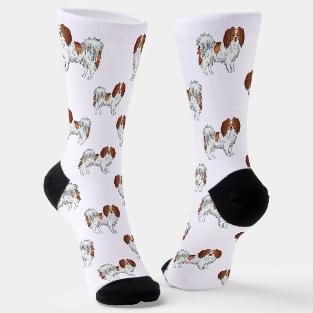Calcetines Feliz Rojo Blanco Patrón de Phalène Adorable Amant (Angular)