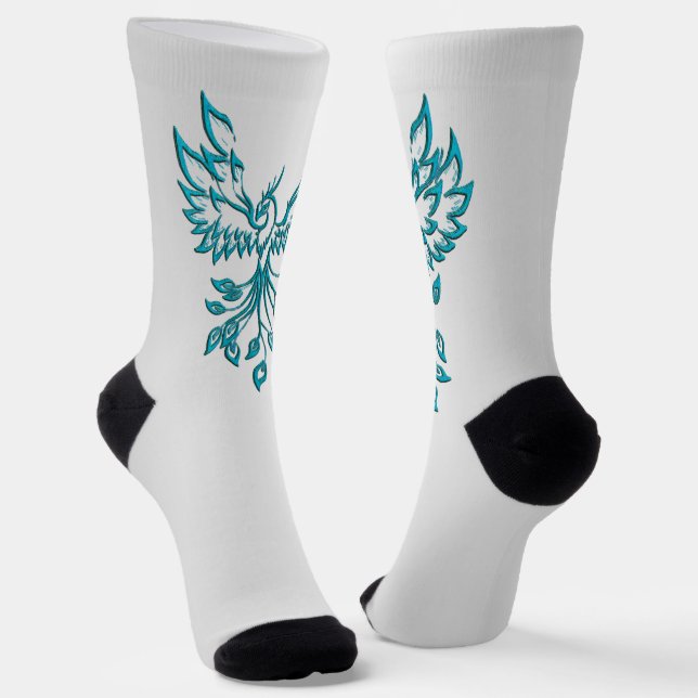 Calcetines Fénix azul turquesa se eleva sobre plata (Angular)