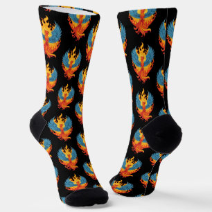 Calcetines Fénix mitológico brillante ave de fantasía