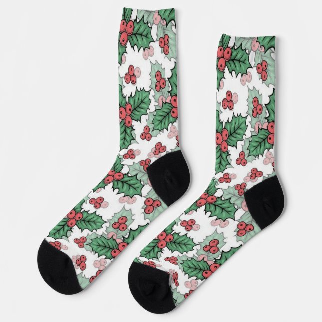 Calcetines Festive Christmas Socks on White – Holiday Cheer (Izquierda)