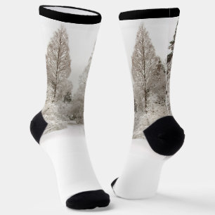 Calcetines festivos de bosque invernal de nieve