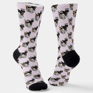 Calcetines Fiesta de té dulce Dachshund Perro (negro y marrón