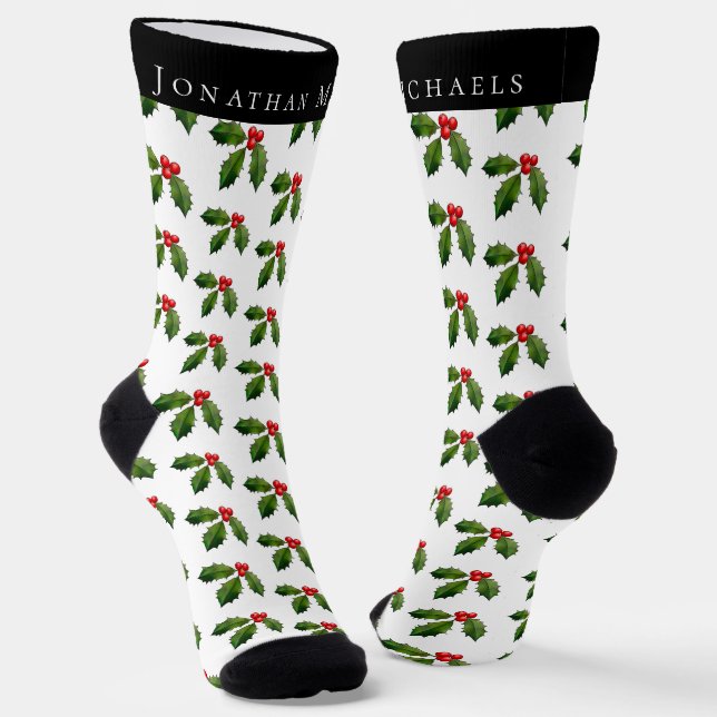 Calcetines Fiesta Personalizada de Bayas de Acebo Navideñas (Angular)