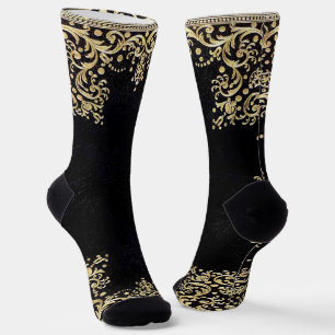 Calcetines Filigrana negra y dorada caída