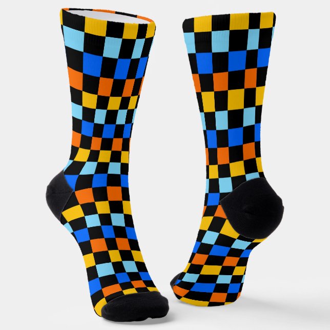 Calcetines Fire and ice checkerboard pattern (Angular)