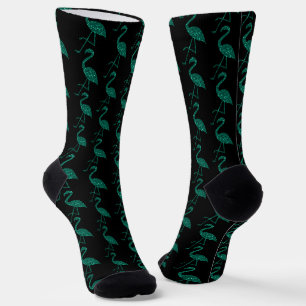 Calcetines Flamenco brillante patrón de brillo esmeralda negr