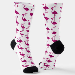 Calcetines Flamenco rosa brillante con patrón de destellos