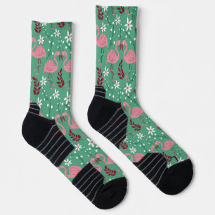 Calcetines Flamingo floral patrón transparente envoltura verd