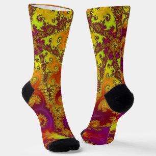 Calcetines Flashy Vibrant Spiral Fractal Funky Resumen Arte