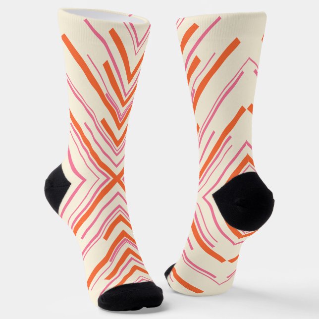 Calcetines Flechas en rosa, Naranja y crema (Angular)