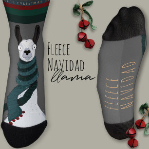 Calcetines “Fleece Navidad” Divertido Chic Gris Llama