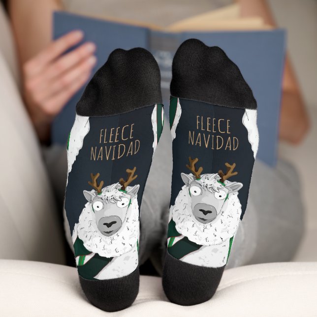 Calcetines “Fleece Navidad” Funny Festive Blue Sheep  (Abajo)